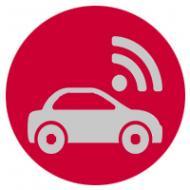 Icon of car with wifi symbol